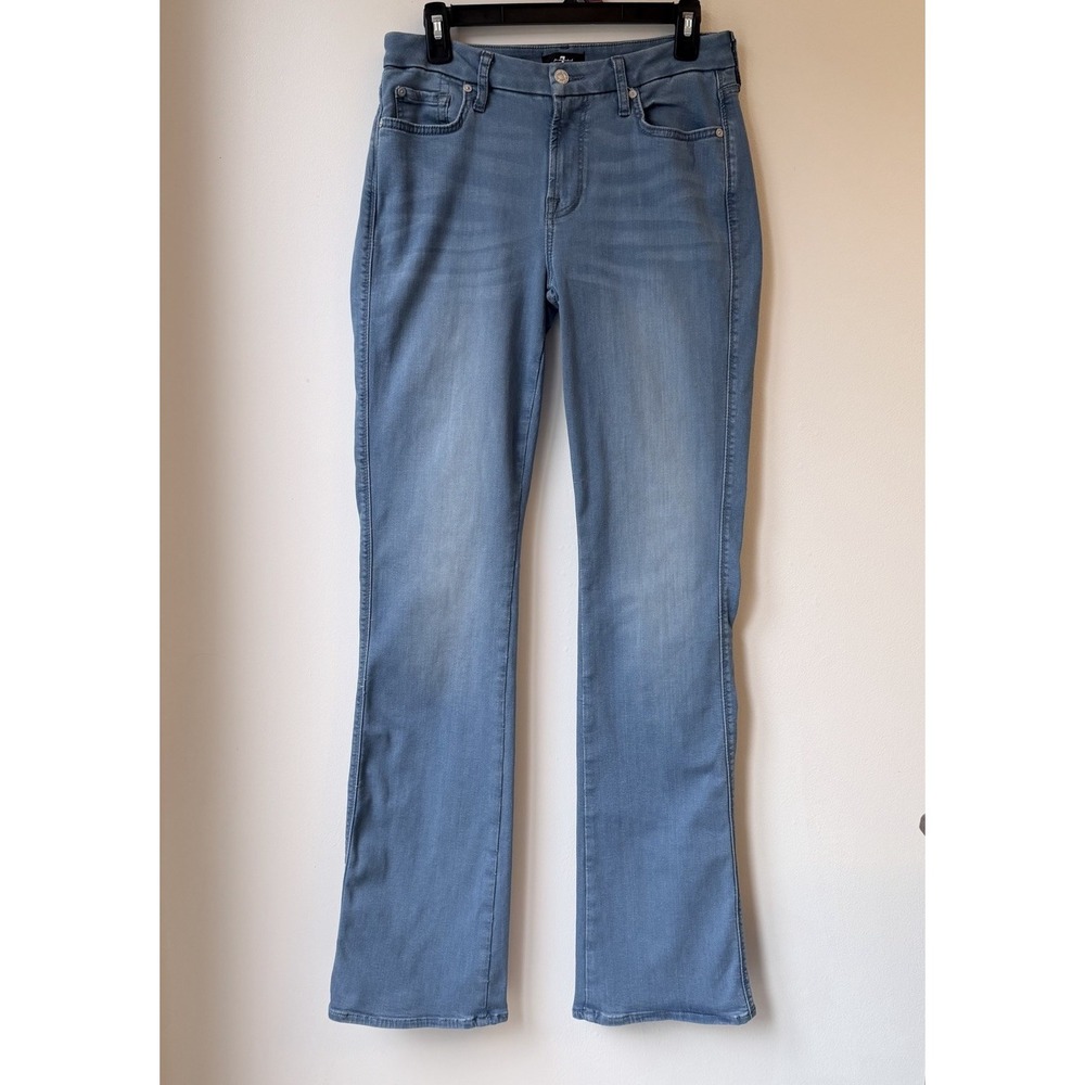 7 For All Mankind Women's Kimmie Boot Jeans 30 x 34 1/2" Blue Light Wash Tall